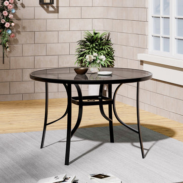 Patio Garden Dining Metal Bistro Table with Umbrella Hole