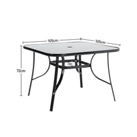 Black Round/Rectangular Garden Patio Table with Umbrella Hole