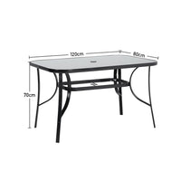 Black Round/Rectangular Garden Patio Table with Umbrella Hole