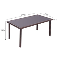 150cm Width Garden Table Dining Patio Outdoor Table Rectangle Table Black/Brown Garden Dining Tables Living and Home 