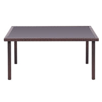 150cm Width Garden Table Dining Patio Outdoor Table Rectangle Table Black/Brown Garden Dining Tables Living and Home 