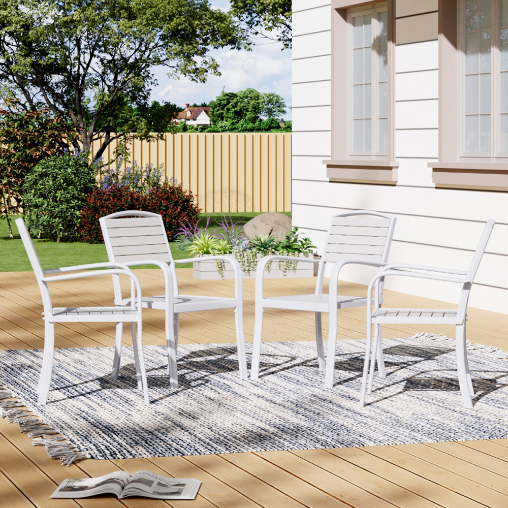 Outdoor Garden Dining Armchairs with Metal Legs Set