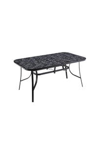 Garden Tempered Glass Black Marble Coffee Table  with Parasol Hole