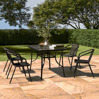 Garden Tempered Glass Black Marble Coffee Table  with Parasol Hole