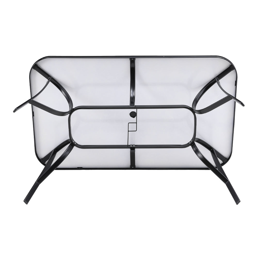 Garden Tempered Glass Black Marble Coffee Table  with Parasol Hole