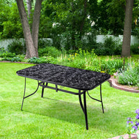 Garden Tempered Glass Black Marble Coffee Table  with Parasol Hole