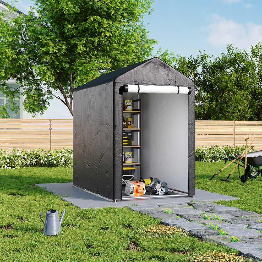 Garden Storage Galvanized Tube Shed Dark Grey