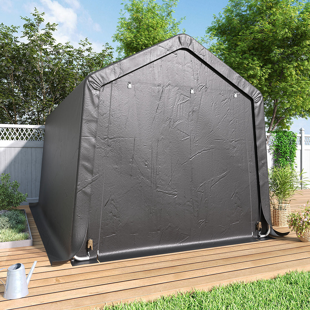 Garden Storage Galvanized Tube Shed Dark Grey