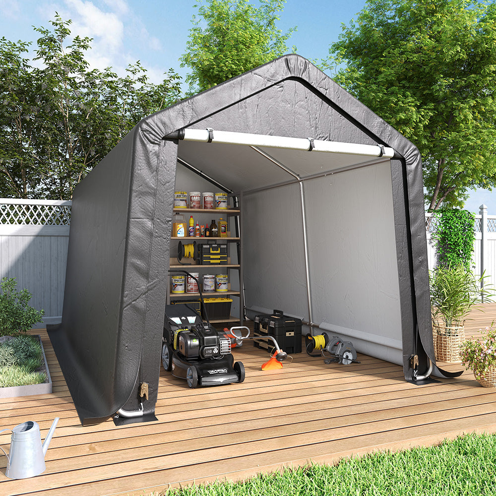 Garden Storage Galvanized Tube Shed Dark Grey