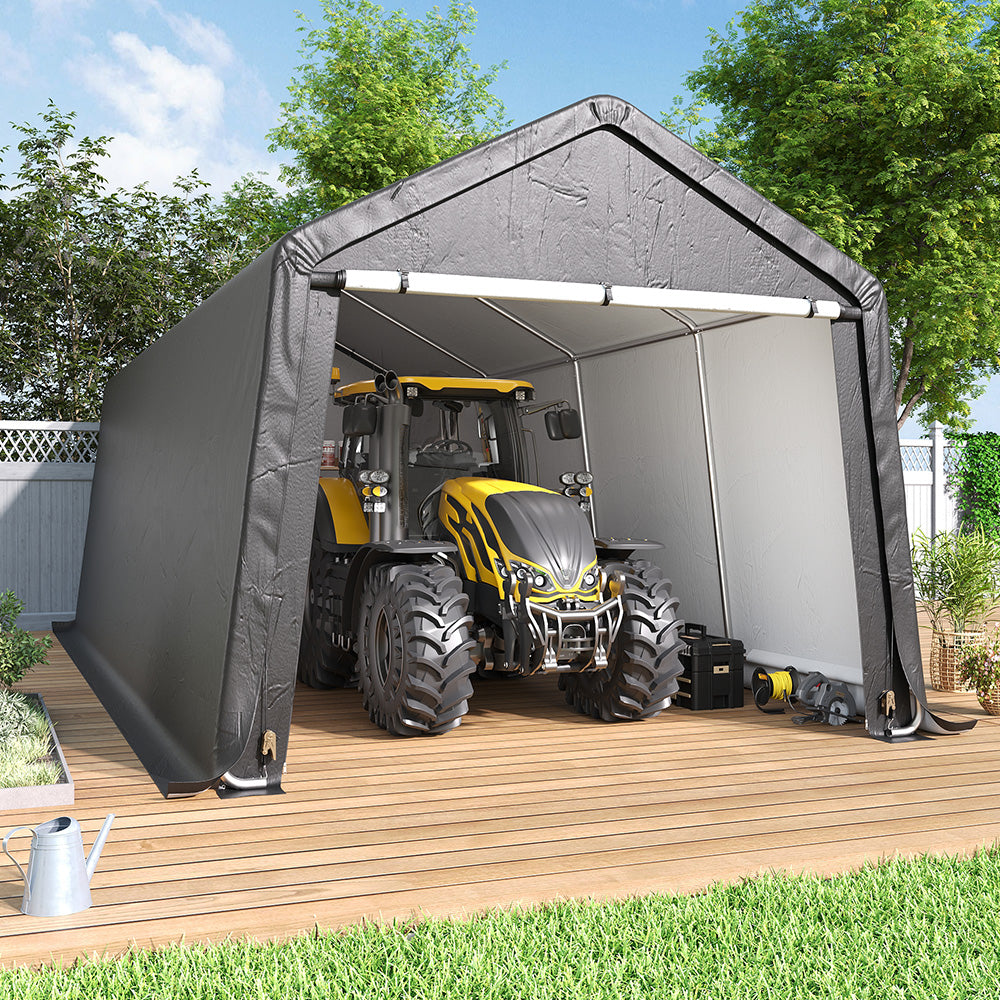 Garden Storage Galvanized Tube Shed Dark Grey