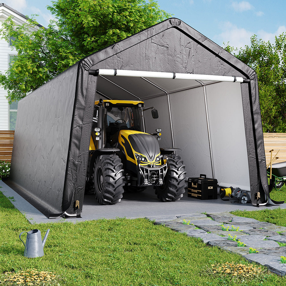 Garden Storage Galvanized Tube Shed Dark Grey