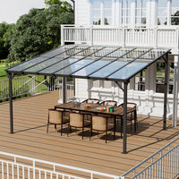 12x10ft Grey Wall-Mounted Retractable Canopy for Garden Patio Shade