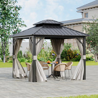 Aluminum Patio Gazebo 10x10ft Installed on Deck with Seating Area