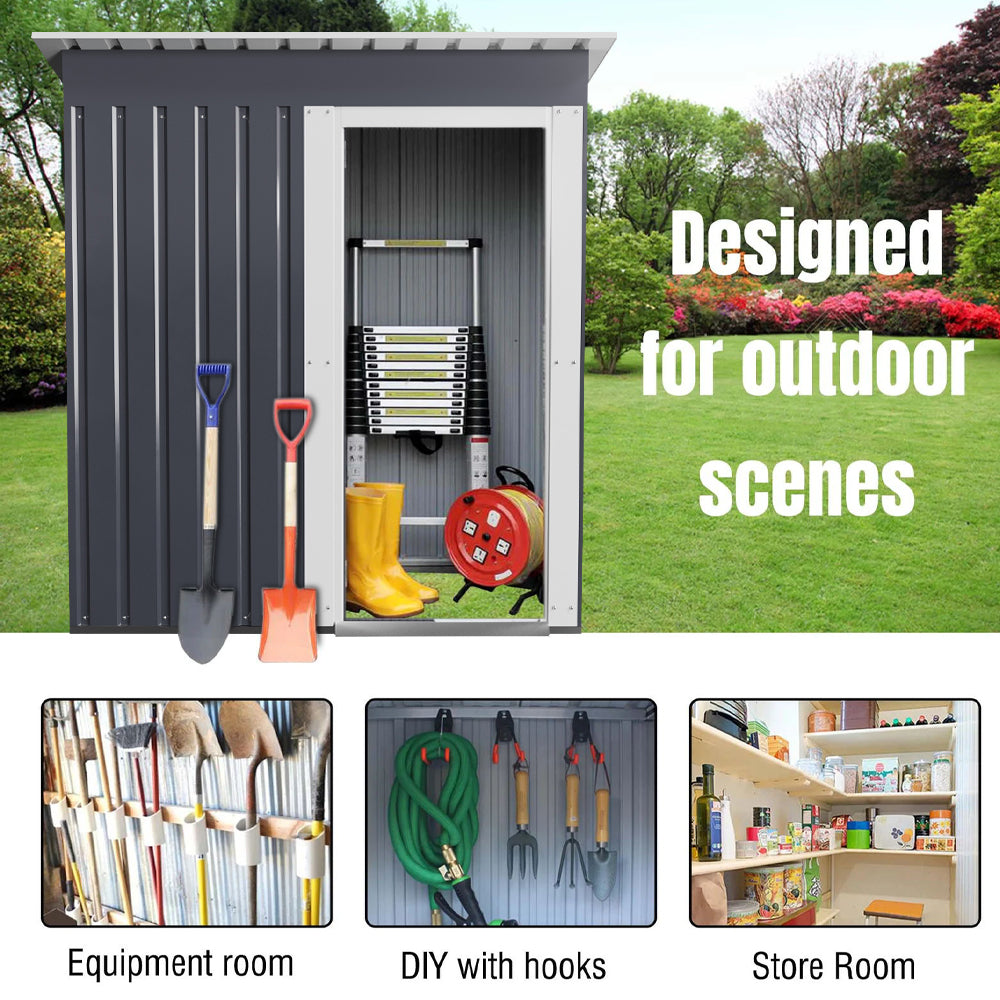 153*77*182cm Galvanized Steel Garden Patio Tool Shed