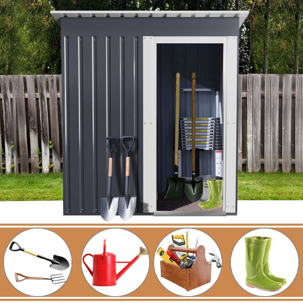 153*77*182cm Galvanized Steel Garden Patio Tool Shed