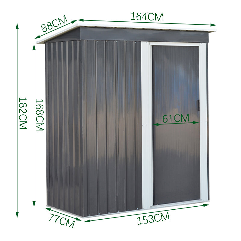 153*77*182cm Galvanized Steel Garden Patio Tool Shed