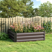 Galvanized Steel Square Raised Garden Bed Planter Box Brown