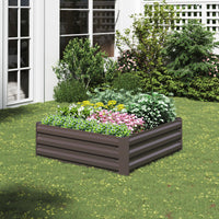 Galvanized Steel Square Raised Garden Bed Planter Box Brown