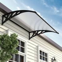 Window Door Awning Canopy with Brackets Black