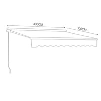 Retractable Patio Awning - Manual Shelter - Blue Awnings Living and Home L 400 x W 300 cm 