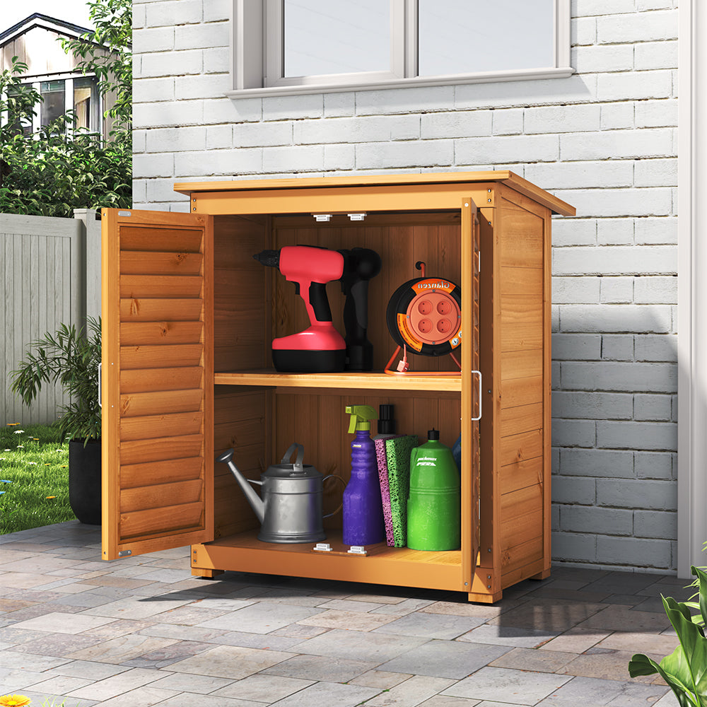 3.2' Outdoor Solid Wood Storage Cabinet Garden Tool Shed