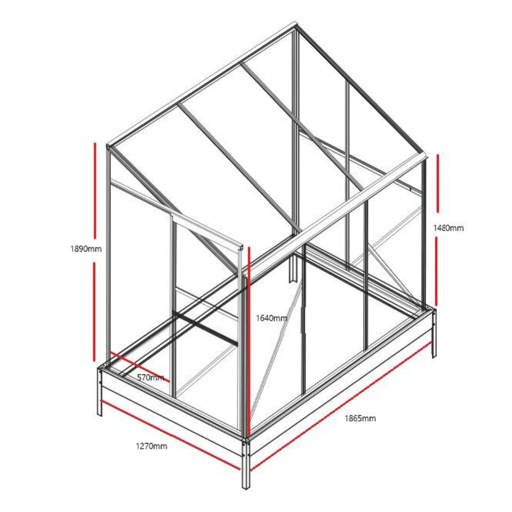 6 x 4ft Lean-to Aluminum Greenhouse with Sliding Door and Window