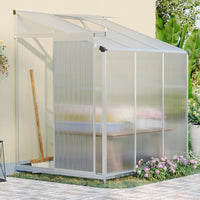 6 x 4ft Lean-to Aluminum Greenhouse with Sliding Door and Window