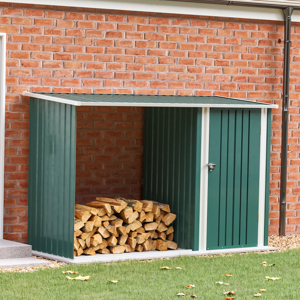 Garden Storage Shed Metal Storage Box with Log Rack Garden Storages & Greenhouses Living and Home 