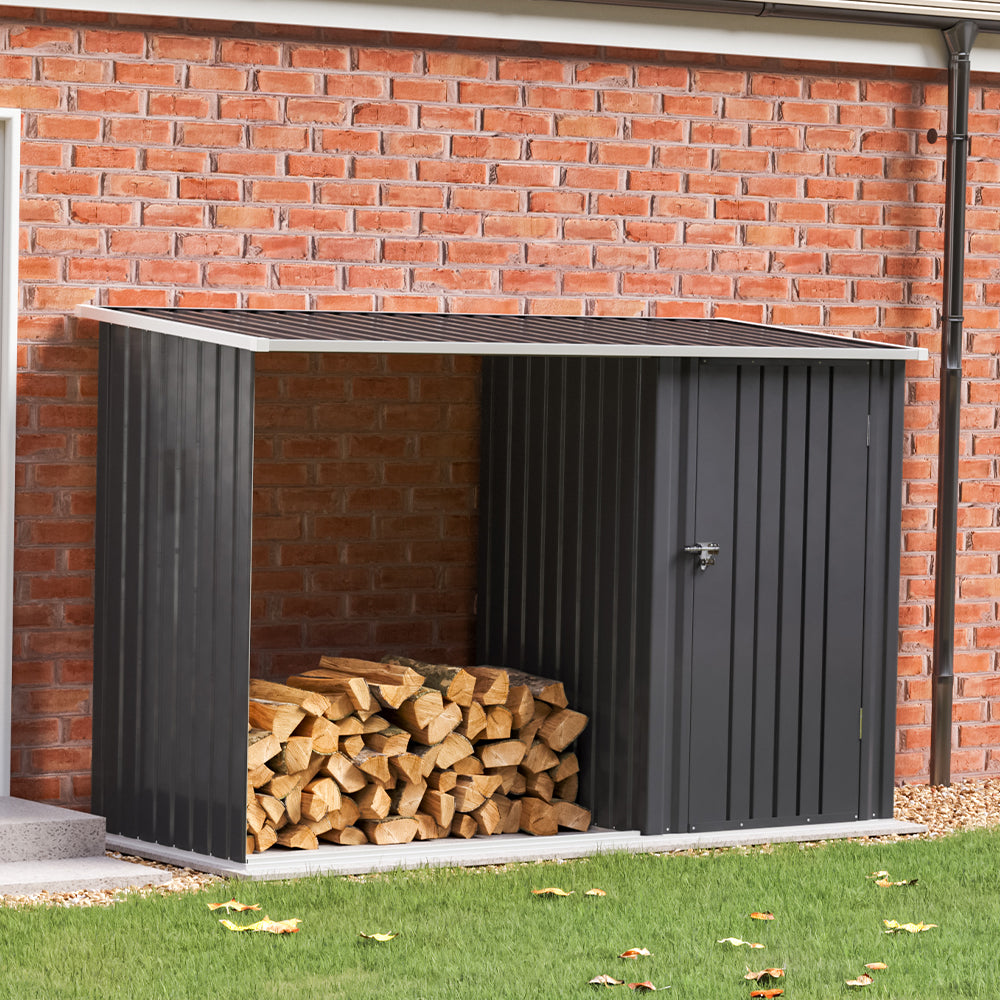 Garden Storage Shed Metal Storage Box with Log Rack Garden Storages & Greenhouses Living and Home 