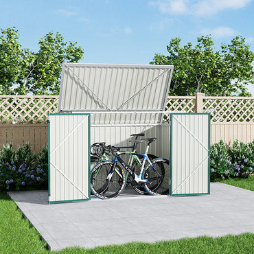 5.7' Garden Storage Lockable Steel Bin Shed