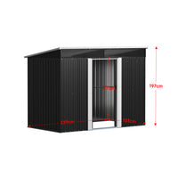 8.6' Garden Storage Metal Bike Shed with Lockable Sliding Doors