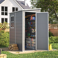 5X4ft Plastic Outdoor Garden Shed for Bicycle, Trash Can, Tool Storage