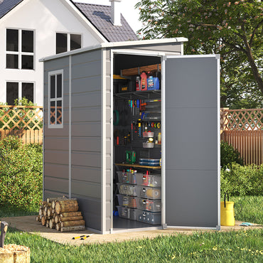 5X4ft Plastic Outdoor Garden Shed for Bicycle, Trash Can, Tool Storage