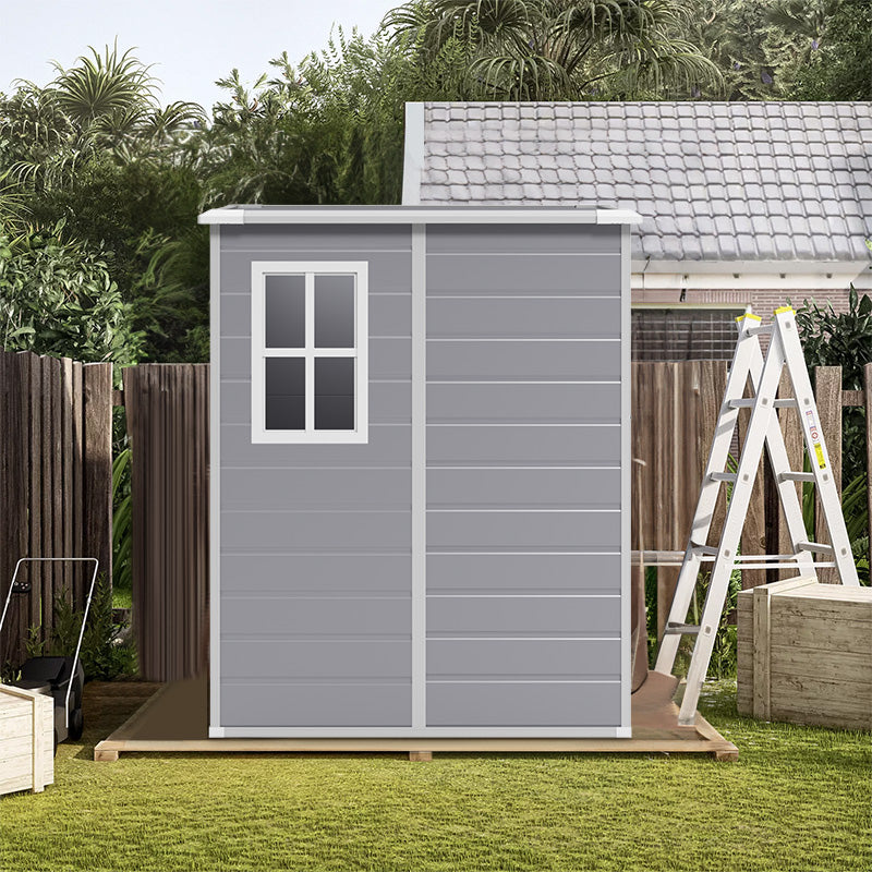 5X4ft Plastic Outdoor Garden Shed for Bicycle, Trash Can, Tool Storage