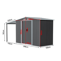 10.8' Outdoor Metal Garden Log Storage Shed