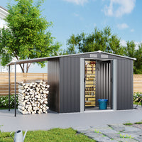 10.8' Outdoor Metal Garden Log Storage Shed