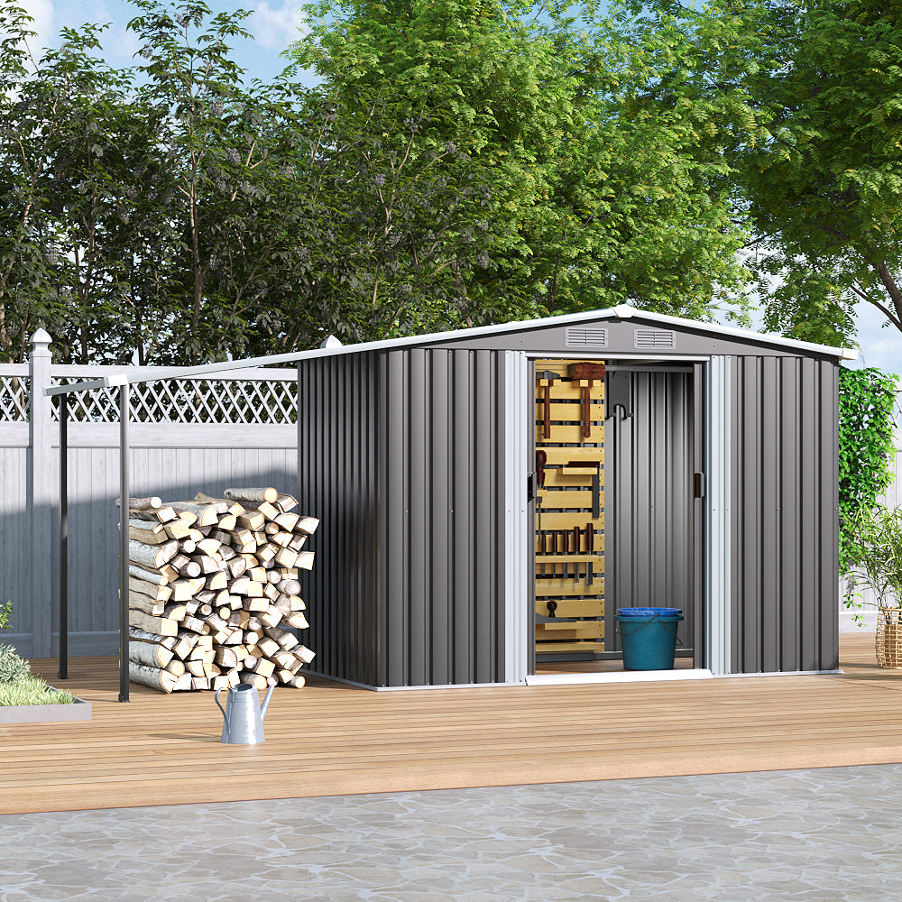 10.8' Outdoor Metal Garden Log Storage Shed