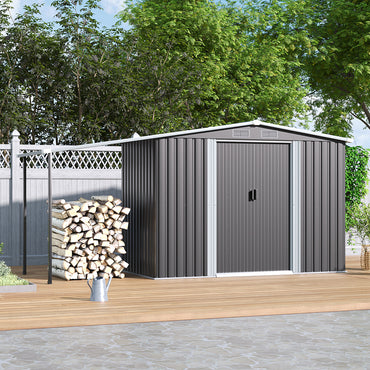 10.8' Outdoor Metal Garden Log Storage Shed