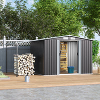 10.8' Outdoor Metal Garden Log Storage Shed