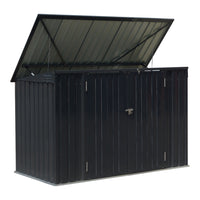 7x3ft Black Garden Metal Double Door Garbage Shed with Lock