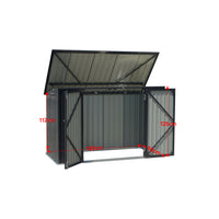 7x3ft Black Garden Metal Double Door Garbage Shed with Lock