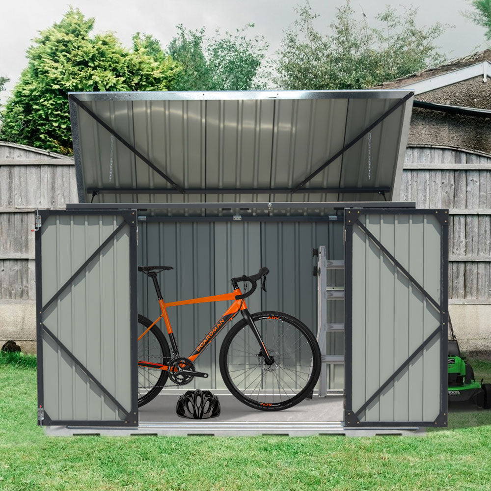 190*113cm Outdoor Steel Storage Shed for Bike&Bin Black