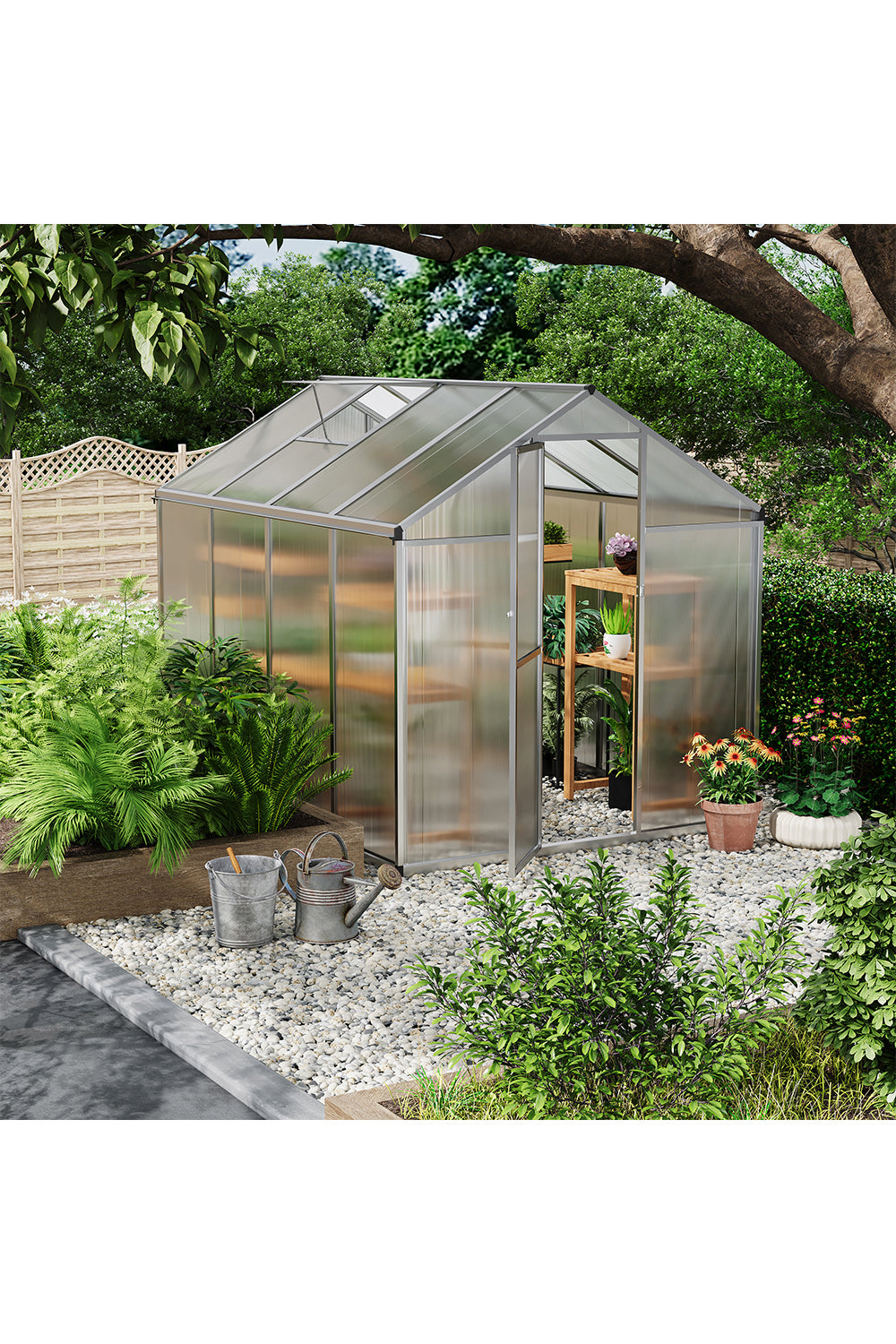 Aluminium Polycarbonate Apex Greenhouse