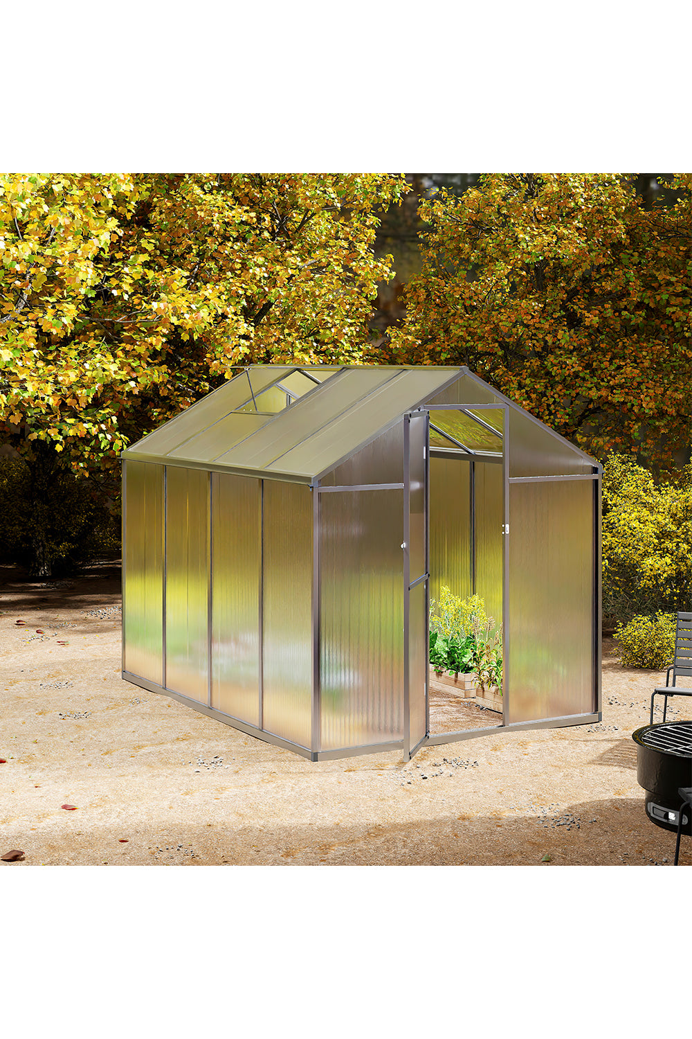 Aluminium Polycarbonate Apex Greenhouse