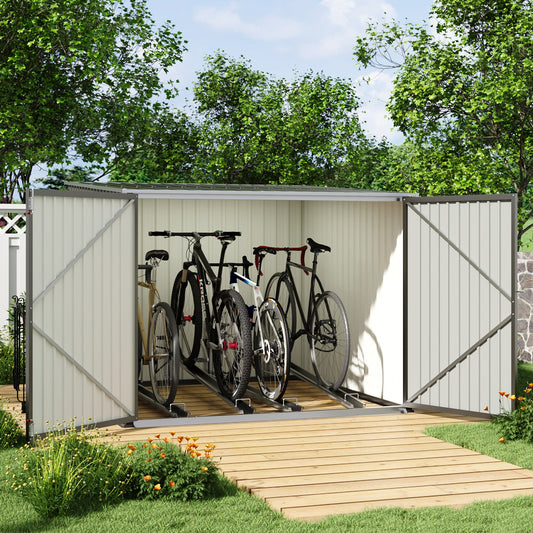 6x7ft Grey Garden Lockable Bike Storage Shed