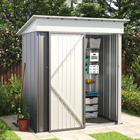 5.4' x 3' Outdoor Metal Storage Shed with Lockable Door Grey