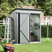 5.4' x 3' Outdoor Metal Storage Shed with Lockable Door Grey