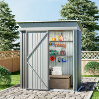 5.4' x 3' Outdoor Metal Storage Shed with Lockable Door Grey