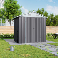 4'x 6' Garden Metal Tool House Storage Shed with Lockable Door