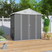 4'x 6' Garden Metal Tool House Storage Shed with Lockable Door